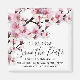 Cherry Blossom Pink Wedding Save the Date Magnete