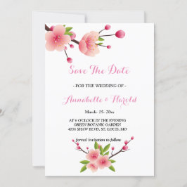 Cherry Blossom Pink Weiß Save the Date