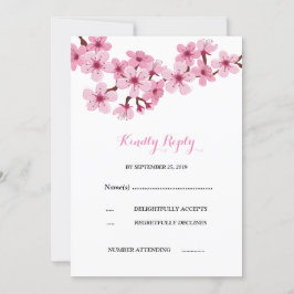 Cherry Blossom Pink Weiße Blumenhochzeit RSVP Karte