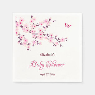 Cherry Blossom Pink White Baby Dusche Serviette