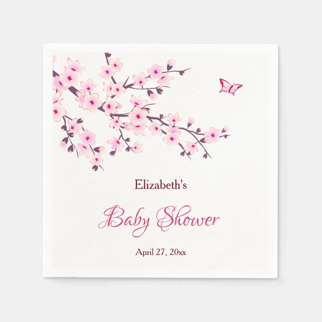 Cherry Blossom Pink White Baby Dusche Serviette (Vorderseite)