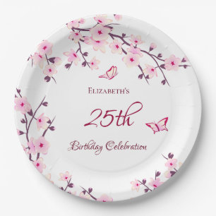 Cherry Blossom Pink White Custom Geburtstag Pappteller