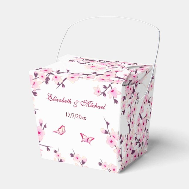 Cherry Blossom Pink White Custom Wedding Geschenkschachtel (Vorderseite)