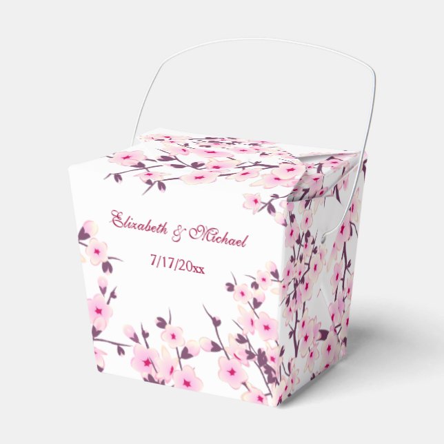Cherry Blossom Pink White | Custom Wedding Geschenkschachtel (Vorderseite)