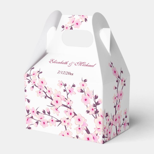 Cherry Blossom Pink White Custom Wedding Geschenkschachtel (Vorderseite)