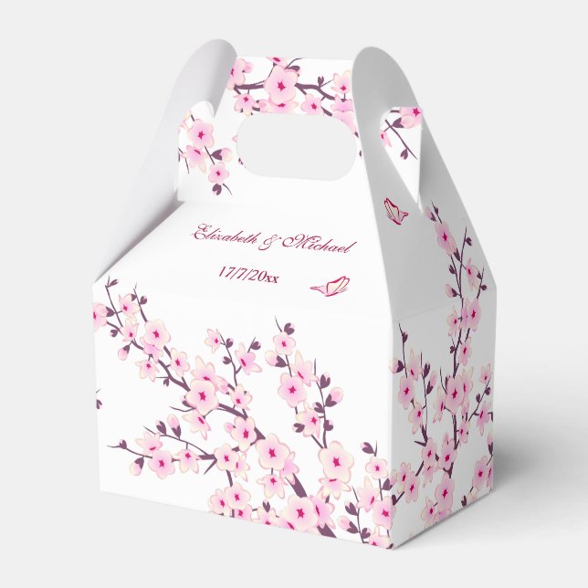 Cherry Blossom Pink White Custom Wedding Geschenkschachtel (Vorderseite)