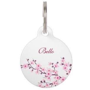 Cherry Blossom Pink White Dog Name Your Address Haustiermarke
