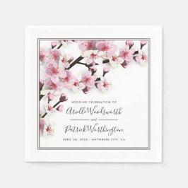 Cherry Blossom Pink White Elegante Hochzeit Napkin Serviette