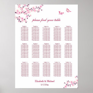 Cherry Blossom Pink White Hochzeit Poster