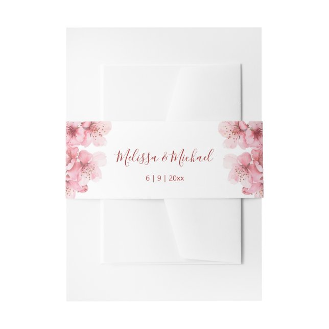 Cherry Blossom Pink White Wedding Einladungsbanderole (Vorderseite Beispiel)