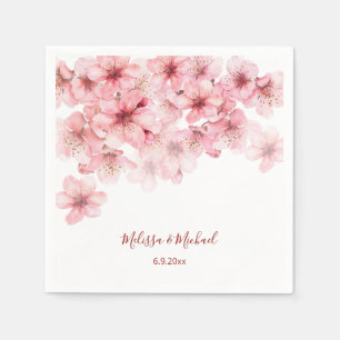 Cherry Blossom Pink White Wedding Serviette