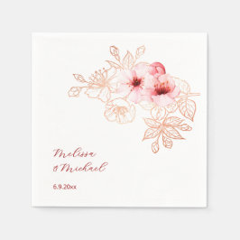 Cherry Blossom Pink White Wedding Serviette