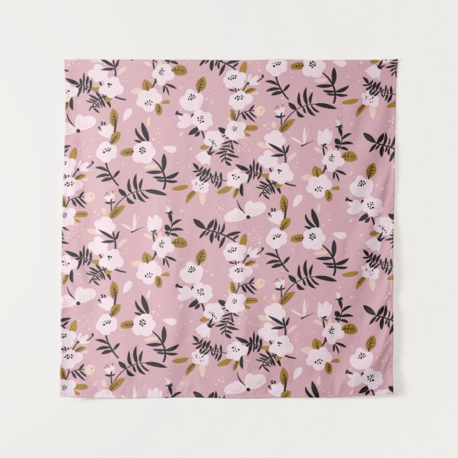 Cherry Blossom Pink: zender Frühling Wandteppich (Vorderseite)