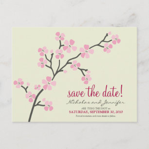 Cherry Blossom POSTCARD Save the Date (pink) Ankündigungspostkarte