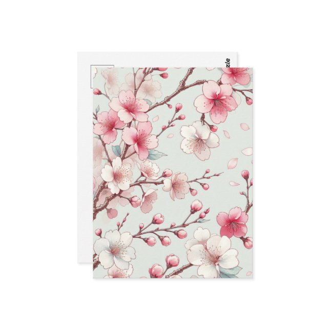 Cherry Blossom Postkarte (Vorderseite/Rückseite Beispiel)
