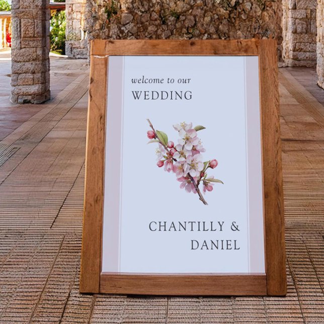 Cherry Blossom Printable Wedding Willkommen Poster (Wedding Welcome Poster (printed/digital) from the Cherry Blossom Wedding Collection by Darling & May)