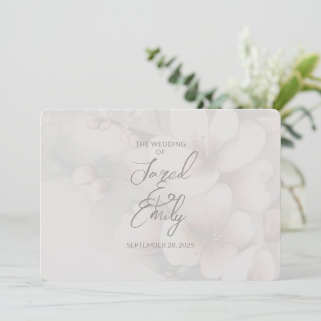 Cherry Blossom QR Code Einladung Hochzeit (Stehend Vorderseite)