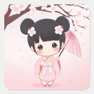 Cherry Blossom Quadratischer Aufkleber