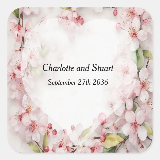 Cherry Blossom Quadratischer Aufkleber (Vorderseite)