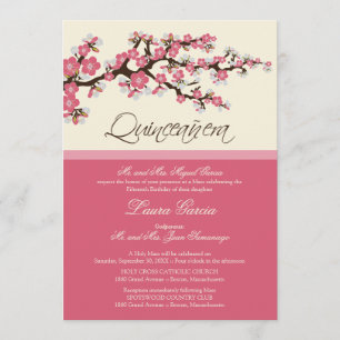 Cherry Blossom Quinceanera Invitation (pink) Einladung