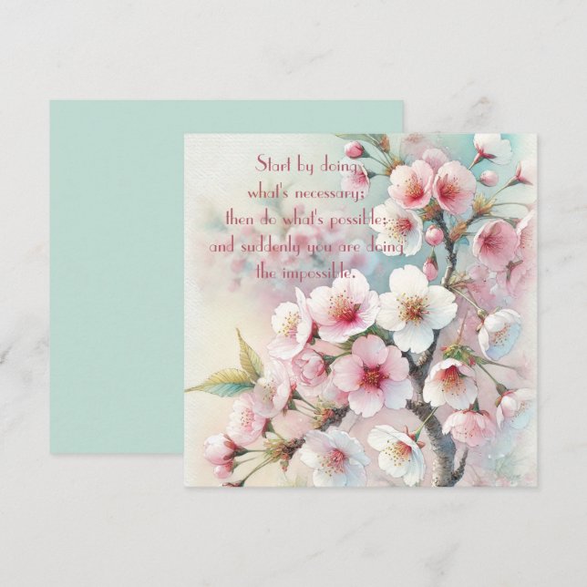 Cherry Blossom & Quote Dankeskarte (Vorne/Hinten)