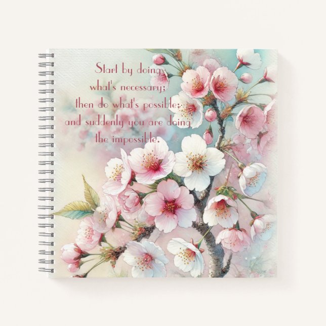 Cherry Blossom & Quote Notizbuch (Vorderseite)