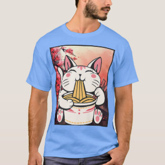 Cherry Blossom Ramen Cat Kawaii T-Shirt