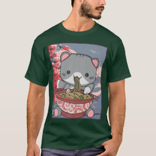 Cherry Blossom Ramen Cat Kawaii T-Shirt