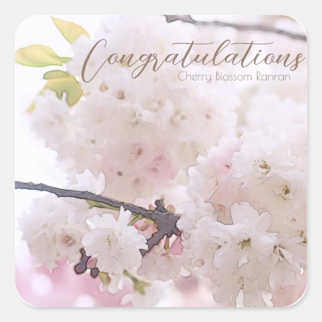 Cherry Blossom "Ranran" スクエアシール Quadratischer Aufkleber (Vorderseite)