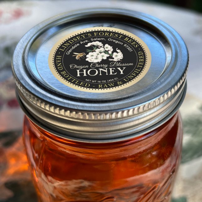 Cherry Blossom Raw Hand Honey Gold Border Runder Aufkleber (Von Creator hochgeladen)