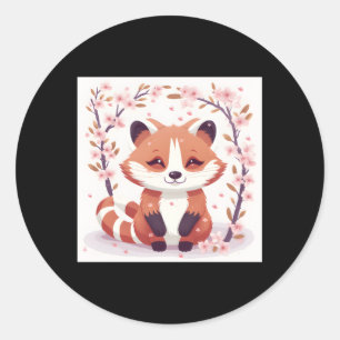 Cherry Blossom Red Panda Adorable Runder Aufkleber