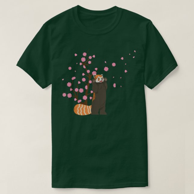 Cherry Blossom Red Panda Animal Japanisch Sakura F T-Shirt (Design vorne)