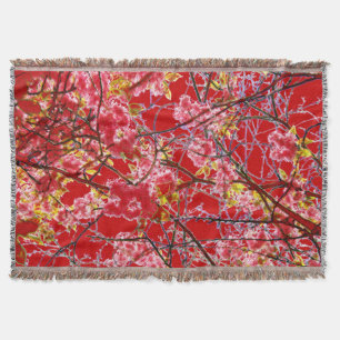 Cherry Blossom Red Pink Floral Design Decke