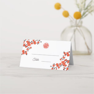Cherry Blossom Red White Chinesische Hochzeit Platzkarte