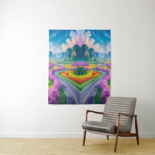 "Cherry Blossom Reise - Traum Landschaft Kunst Wandteppich