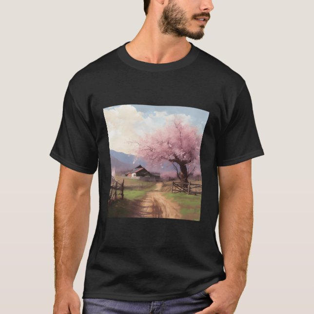 Cherry Blossom Retreat Landschaftspflege mit T-Shirt (Vorderseite)