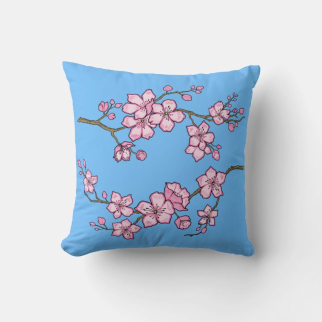 Cherry Blossom Reversible Throw Kissen (Vorderseite)