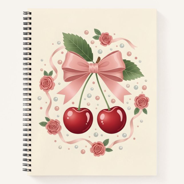Cherry Blossom Ribbon Spiral Notebook Notizbuch (Vorderseite)