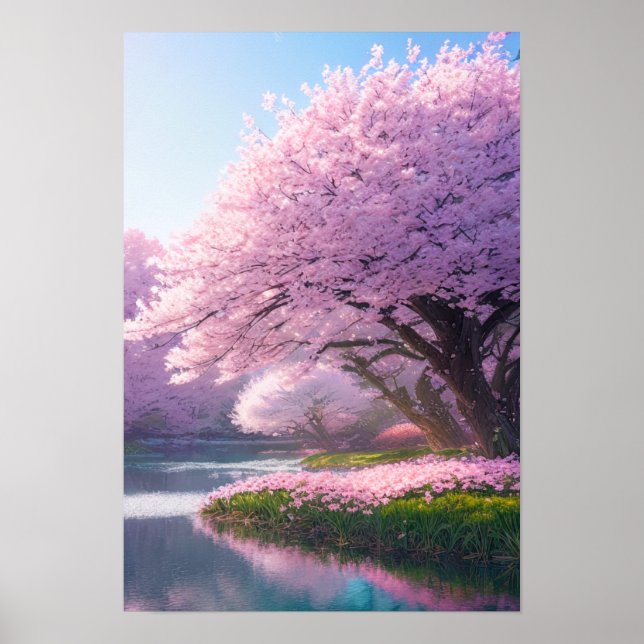 Cherry Blossom River Poster (Vorne)
