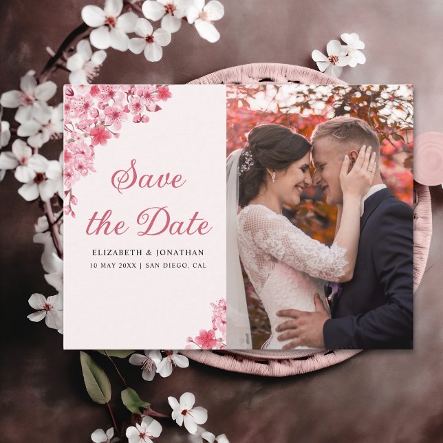 Cherry Blossom – Romantic Floral Wedding Postkarte (Von Creator hochgeladen)