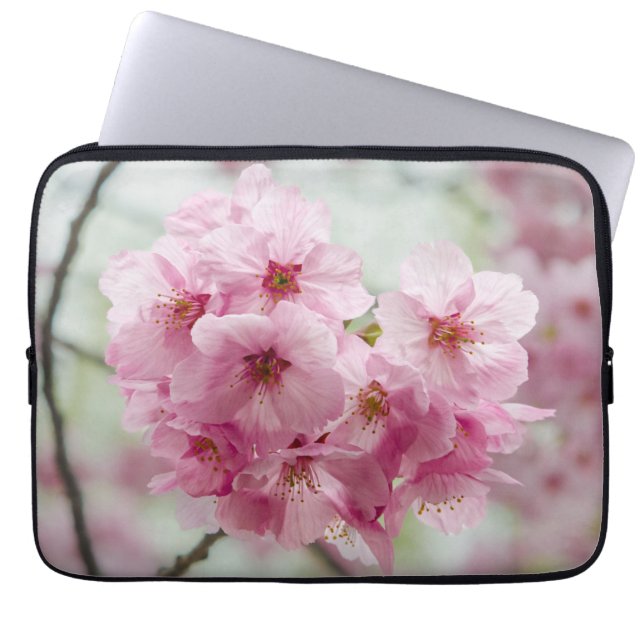 Cherry Blossom, rosa Blumenfotografie Laptopschutzhülle (Vorderseite)