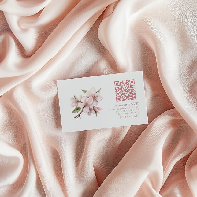 Cherry Blossom rosa UAWG QR-Code-Umschließungskart Begleitkarte (Blossom flower RSVP QR Code Enclosure Card)