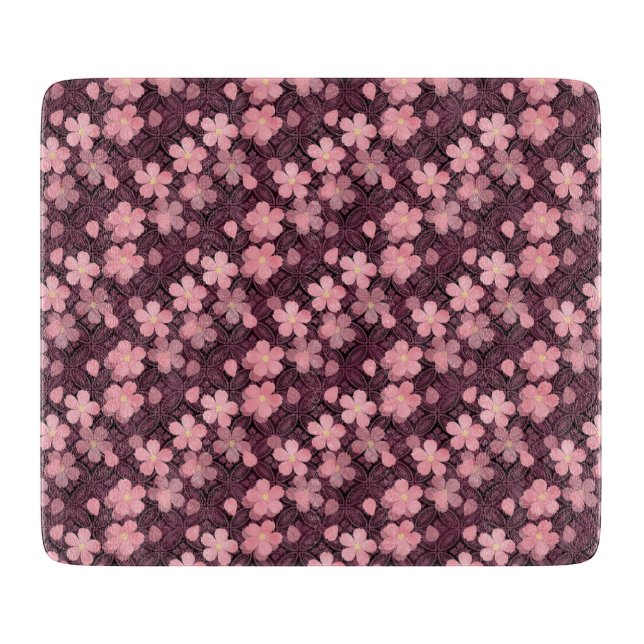 Cherry Blossom Rosa und Wein Modernes Schnittboard Schneidebrett (Vorderseite)