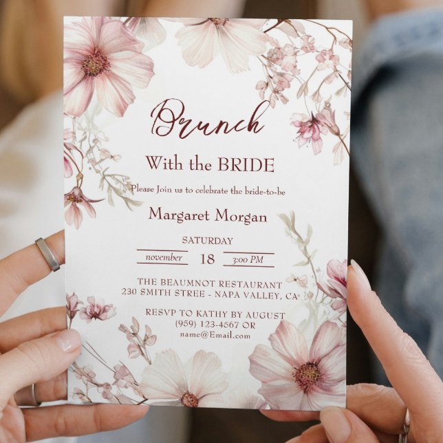 Cherry Blossom Rosa und Weißer Brunch mit Braut Einladung (Von Creator hochgeladen)