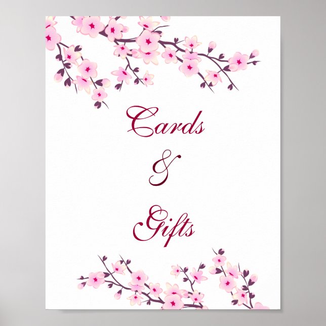 Cherry Blossom Rosa weiße Karten und Geschenke Hoc Poster (Vorne)