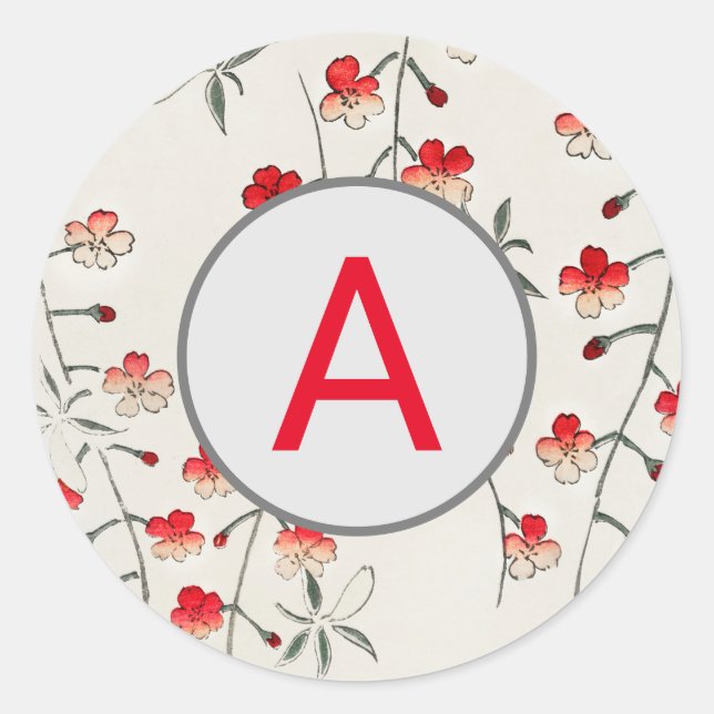 CHERRY BLOSSOM ROUND STICKER MIT CUSTOM INITIAL (Vorderseite)