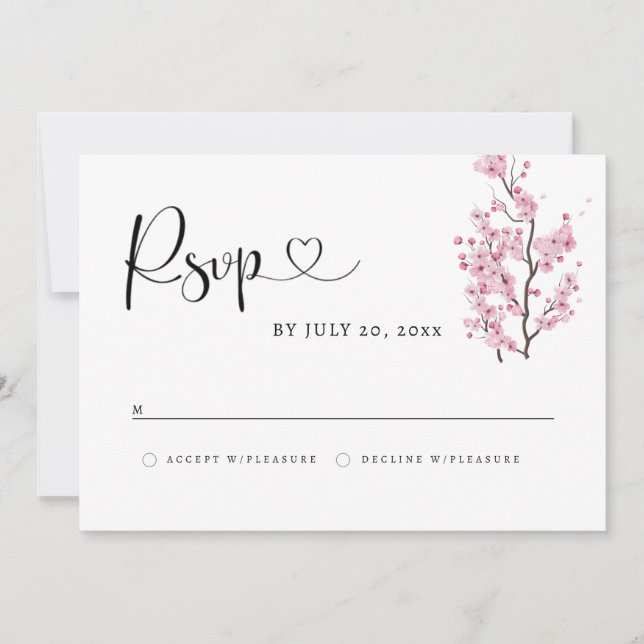 CHERRY Blossom RSVP Card Save The Date (Vorderseite)