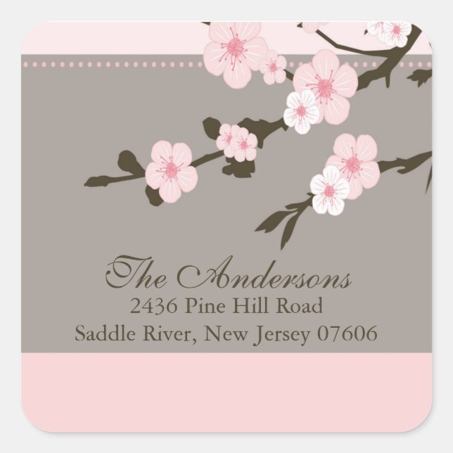 Cherry Blossom Rücksendeadresse Wedding Sticker (Vorderseite)