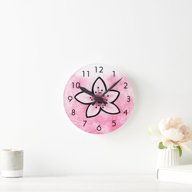 Cherry Blossom Runde Wanduhr (Zuhause)