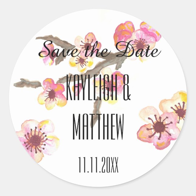 Cherry Blossom Runder Aufkleber (Vorderseite)